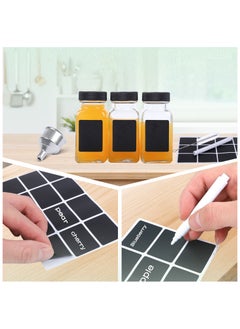 SKYLINK 12Pack 2oz Clear Glass Bottles with Airtight Lids – Reusable Small Square Juice Bottles for Fridge, Wide Mouth Jars with Black Labels, Stainless Steel Funnel & Brush  - Image 5
