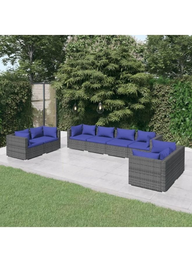 vidaxl vidaXL 8 Piece Garden Lounge Set with Cushions Poly Rattan Grey  - Image 1