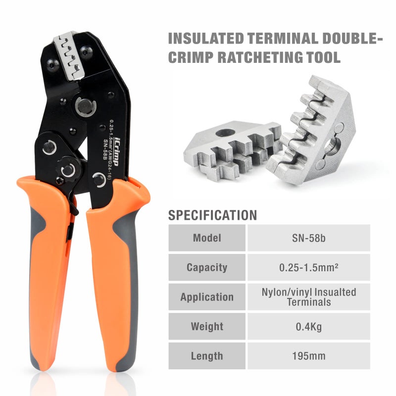 IWISS iCrimp SN-58B 0.25-1.5MMÂ², AWG24-16 Non-insulated Crimper for Dupont Jumper Wire EPS PCIE SATA PINS MOLEX JST Terminals - Image 2