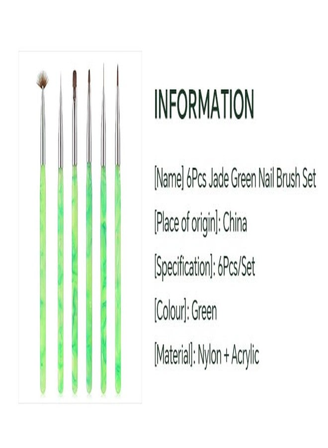 Rolabling مجموعة فرش أظافر أكريليك خضراء زمردية احترافية من 6 قطع - أدوات تمديد الأظافر بتفاصيل فرنسية ثلاثية الأبعاد لفنيي الأظافر والفنانين - Image 5