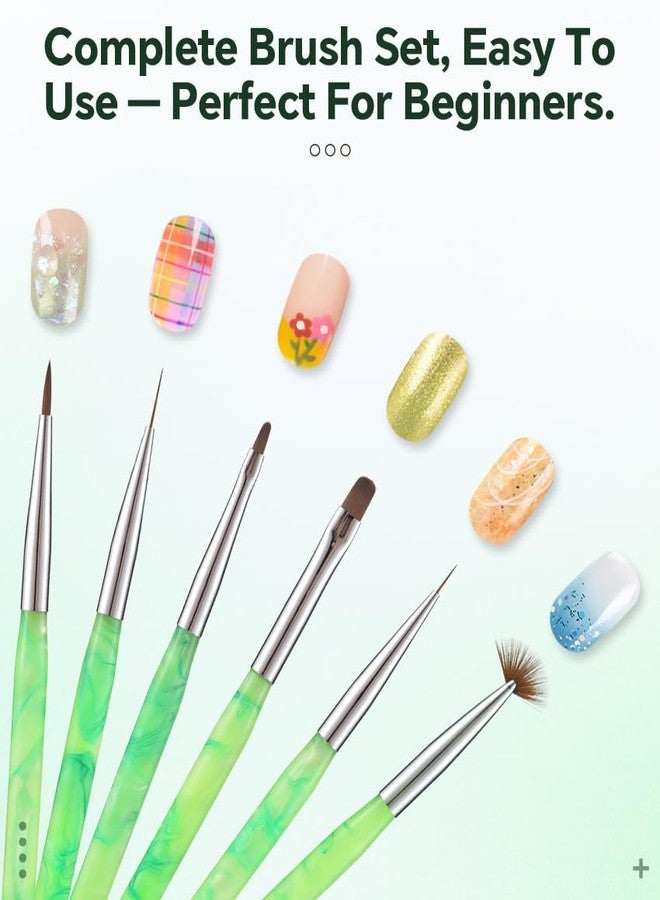 Rolabling مجموعة فرش أظافر أكريليك خضراء زمردية احترافية من 6 قطع - أدوات تمديد الأظافر بتفاصيل فرنسية ثلاثية الأبعاد لفنيي الأظافر والفنانين - Image 2