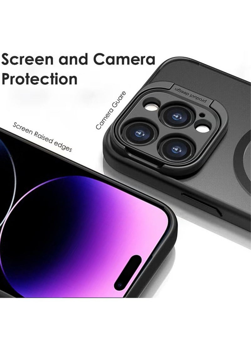 Generic - iPhone 15 Pro Max Case MagSafe Cover Shockproof Protective Comfortable Hold Full Camera Lens Protection With Scratch-Resistant Back With Mobile Phone Foldable Holder Stand Magnetic Case - Image 1