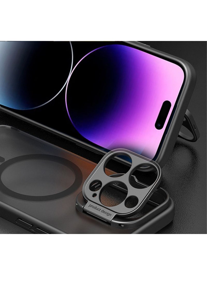 Generic - iPhone 15 Pro Max Case MagSafe Cover Shockproof Protective Comfortable Hold Full Camera Lens Protection With Scratch-Resistant Back With Mobile Phone Foldable Holder Stand Magnetic Case - Image 1
