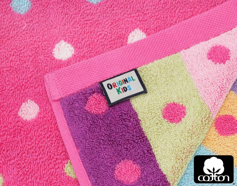 ORIGINAL KIDS 6 Piece Towel Set - Bath Time Sugar & Spice - 2 Towels, 2 Hand Towels, 2 Washcloths - 100% Cotton Jacquard Soft Absorbent Pool Beach Towel Gift - Pink Multicolor - Image 3