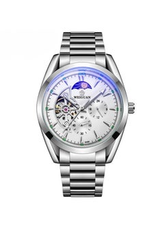 White steel mechanical white dial