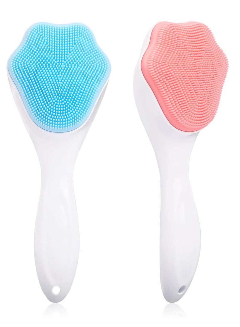 2 pcs - Soft Silicone Bristles Facial Exfoliating Brush, Handheld Blackhead Cleansing Brush, Safe for Skin Care - Image 1