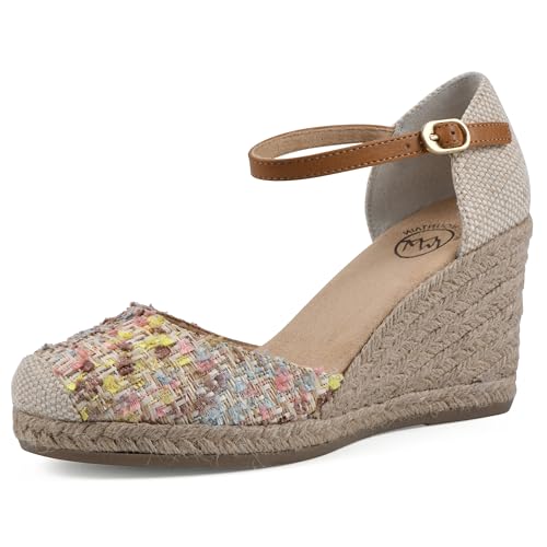 WHITE MOUNTAIN Women's Mamba Espadrille Wedge Sandal, Natural/Multi/Fabric, 6.5 M - Image 1