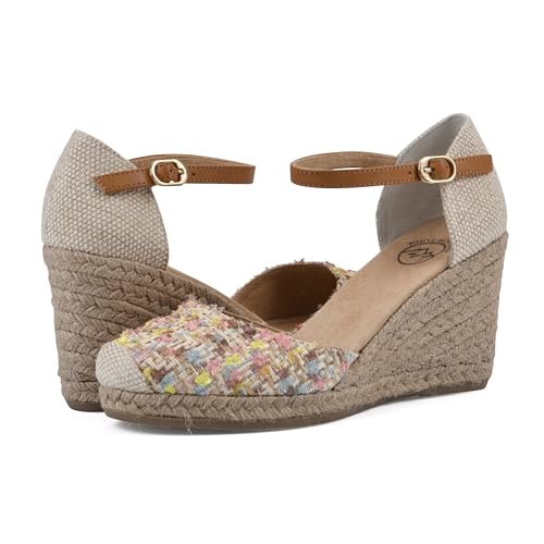 WHITE MOUNTAIN Women's Mamba Espadrille Wedge Sandal, Natural/Multi/Fabric, 6.5 M - Image 2