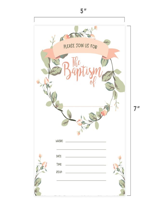 ديزرت كاكتوس بطاقات دعوة لحفل تعميد الأطفال (25 قطعة) مزينة بإكليل زهور وردية اللون على شكل صبار صحراوي، مع مغلفات بيضاء. - Image 5