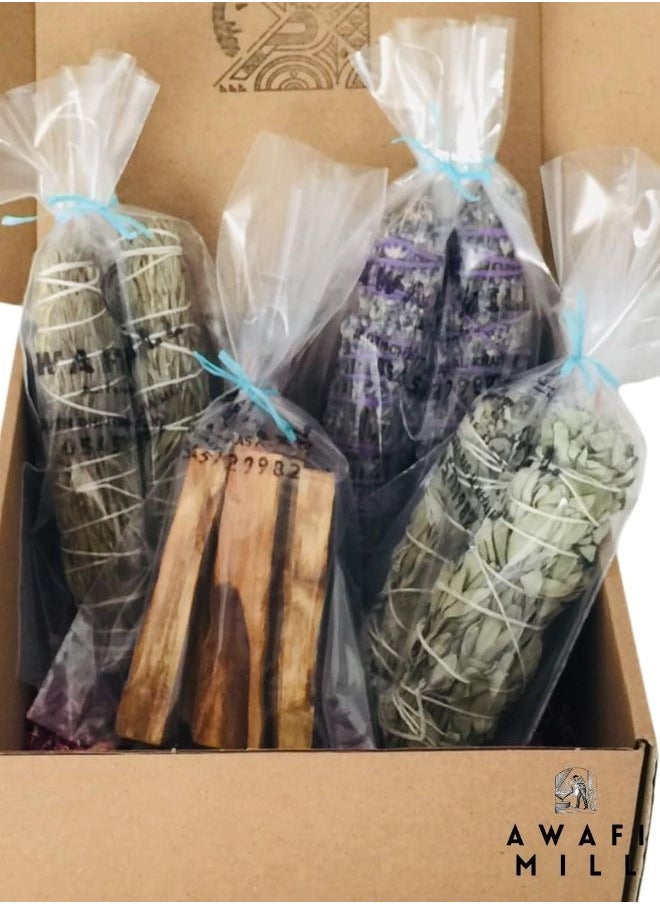 Awafi Mill Premium Rejuvenating Kit | Smudge Set with White Sage Palo Santo Lavender Sage Rosemary | Perfect for Home and Office  - Image 3