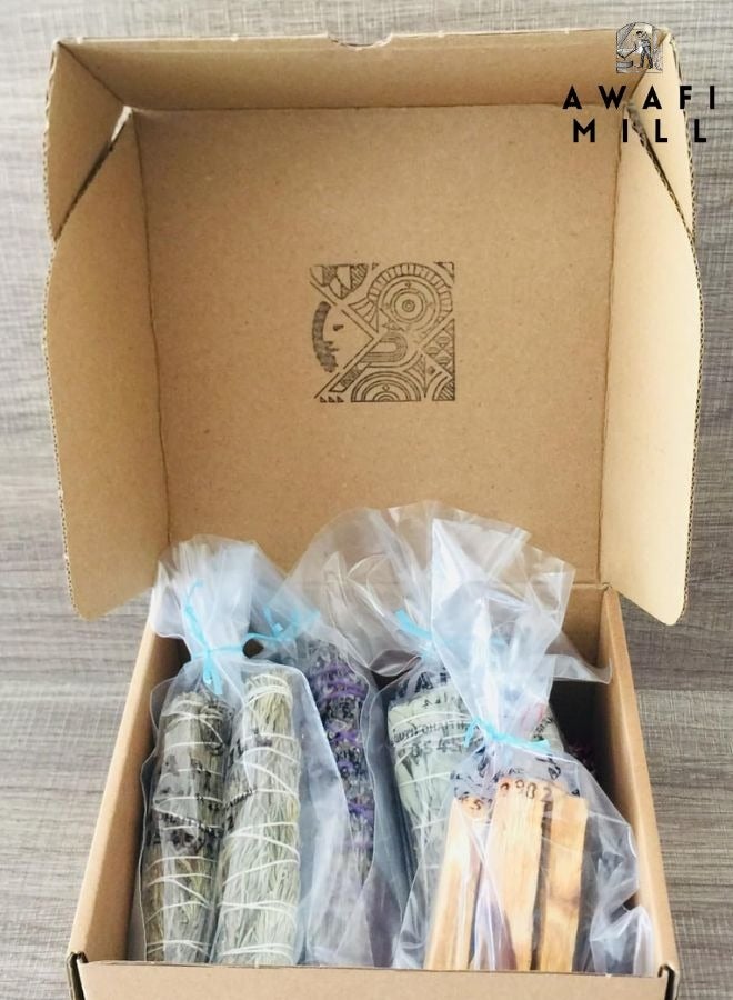 Premium Rejuvenating Kit | Smudge Set with White Sage Palo Santo Lavender Sage Rosemary | Perfect for Home and Office