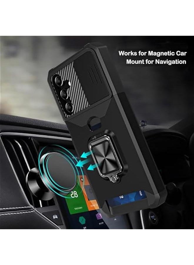 Generic for Samsung A16 case with Card Holder, Samsung Galaxy A16 case with Slide Camera Cover and 360° Rotate Ring Kickstand Heavy Duty Protective Phone Case for Samsung A16 5G Cover-Black  - Image 5