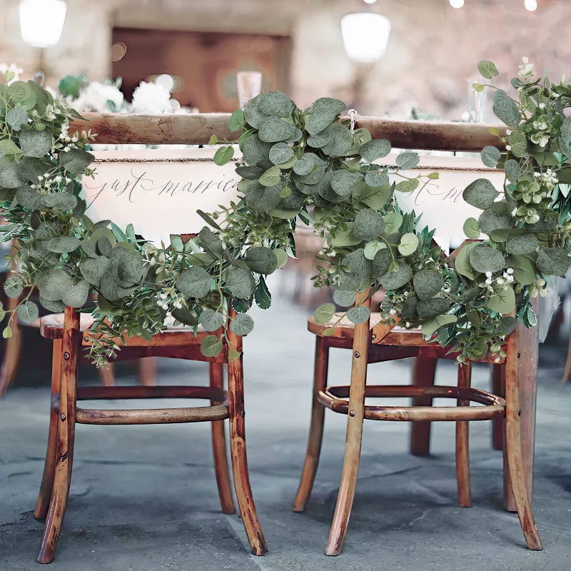 SOMYTING Artificial Eucalyptus Garland 4 Packs 5.9Ft Gypsophila Silver Dollar Eucalyptus Spring Greenery Garland Faux Hanging Plants Artificial Vines for Wedding Mantle Party Home Table Decor (4PCS) - Image 5
