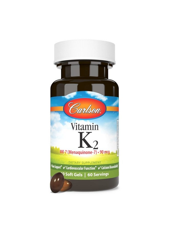 Carlson - Vitamin K2 MK-7 (Menaquinone), 90 mcg, Bone Support, Calcium Bioavailability, K2 Vitamin, Vitamin K-2, 60 Softgels - Image 5
