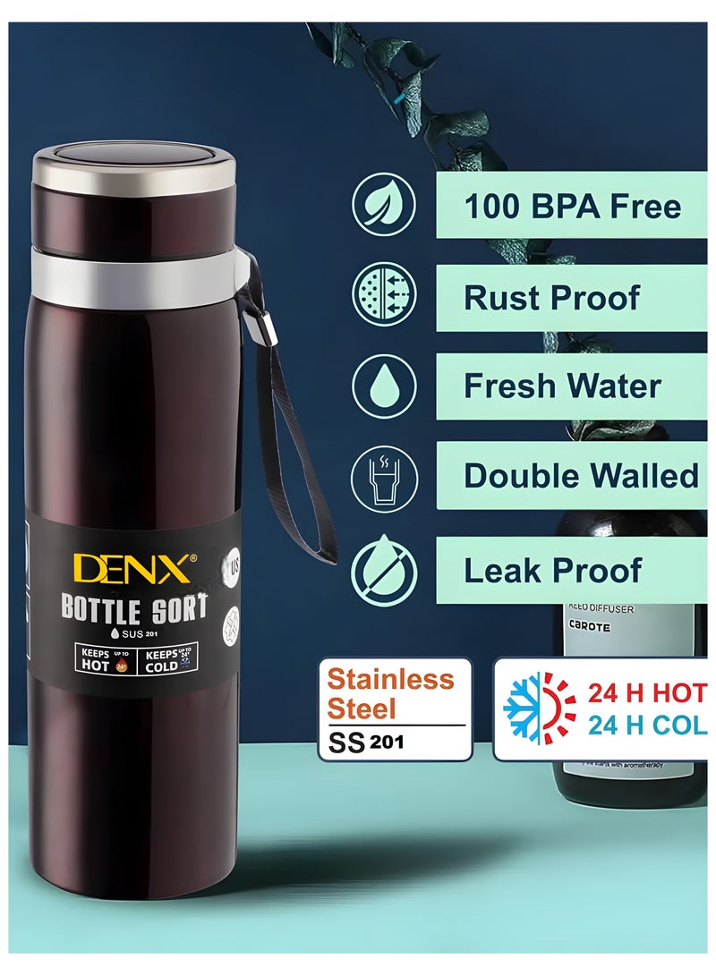 Denx Bottle Support -Stainless Steel Thermos Bottle – 1000ml Capacity, Tea-Water Separation, 24H Cold Lock, 12H Heat Preservation, With Tea Strainer & Drawstring Cover, DX2056 - Image 3