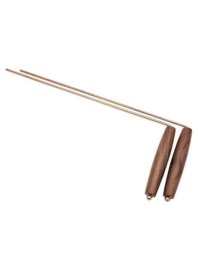 One Pair Pure Copper Divination Rods With Walnut Handle For Water Source And Treasure Finding - Image 1