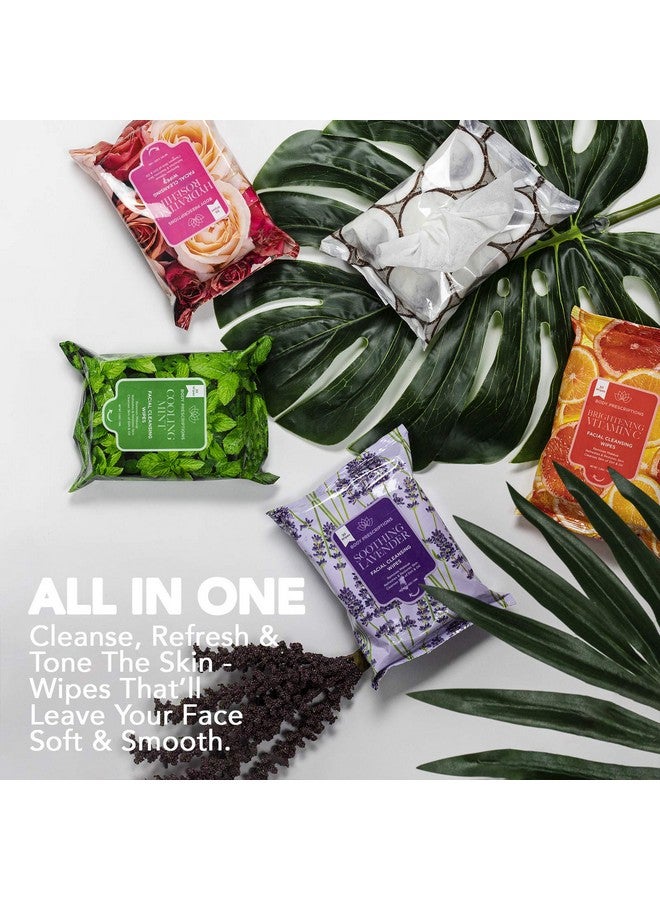 Body Prescriptions Makeup Remover Wipes Bulk 5 Pack 150 Facial Cleansing Cloths Removes Makeup Mascara Dirt And Oil (Mint Rosehip Vitamin C Lavender And Coconut) - Image 3