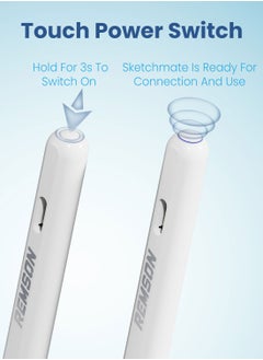 Remson قلم Remson Sketchmate Bluetooth Stylus مع شحن مغناطيسي لاسلكي متوافق مع أجهزة Apple iPad Series 2018 والإصدارات الأحدث  - Image 5