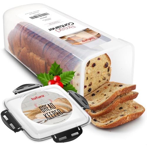 Tafura Bread Container - 5.8 Liter BPA Free Plastic Bread Box - Container/Holder for Homemade Loaves and Baked Goods with Black Airtight Lid - Image 1
