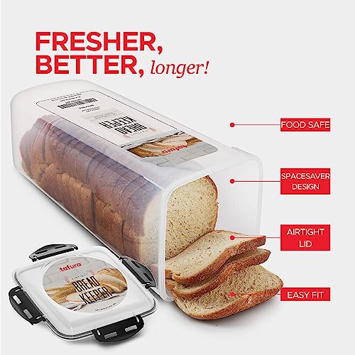 Tafura Bread Container - 5.8 Liter BPA Free Plastic Bread Box - Container/Holder for Homemade Loaves and Baked Goods with Black Airtight Lid - Image 5