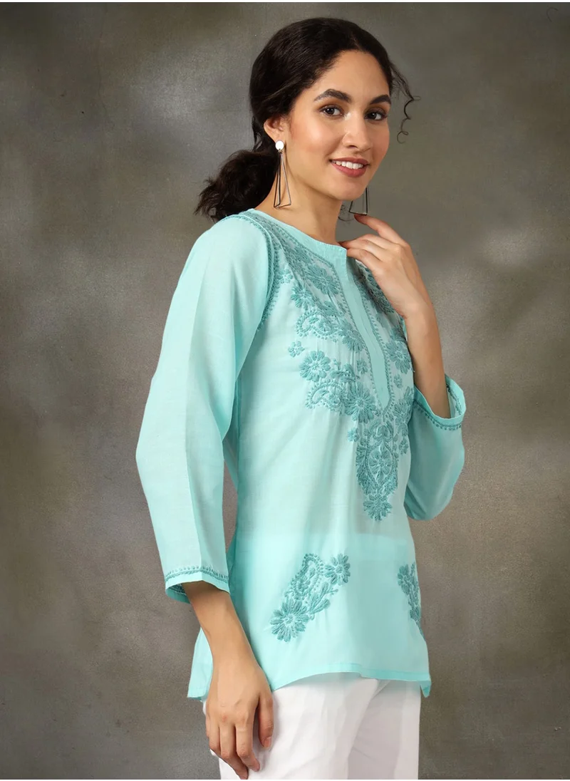 Alaya Hand Embroidered Chikankari Cotton Kurti-AL3405