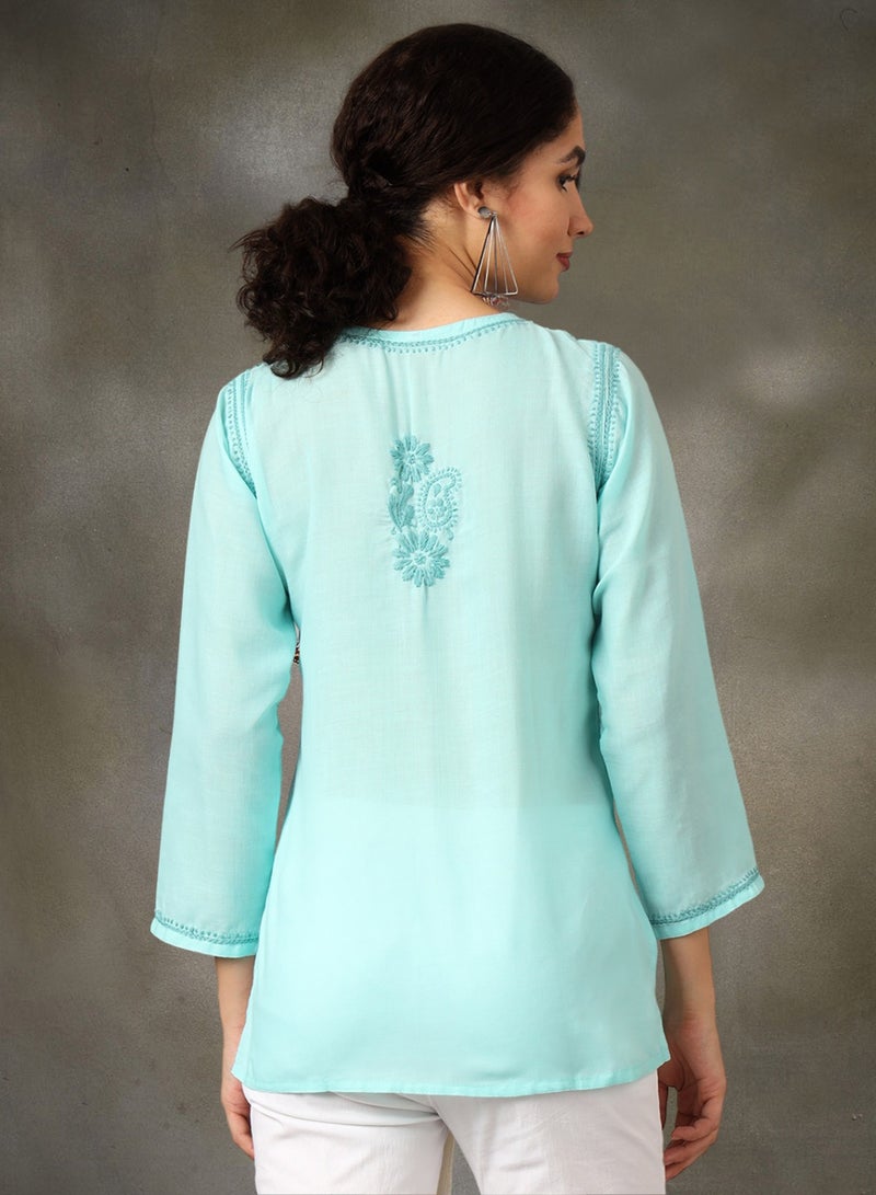 Alaya Hand Embroidered Chikankari Cotton Kurti-AL3405 - Image 2