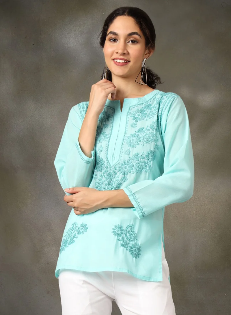Alaya Hand Embroidered Chikankari Cotton Kurti-AL3405