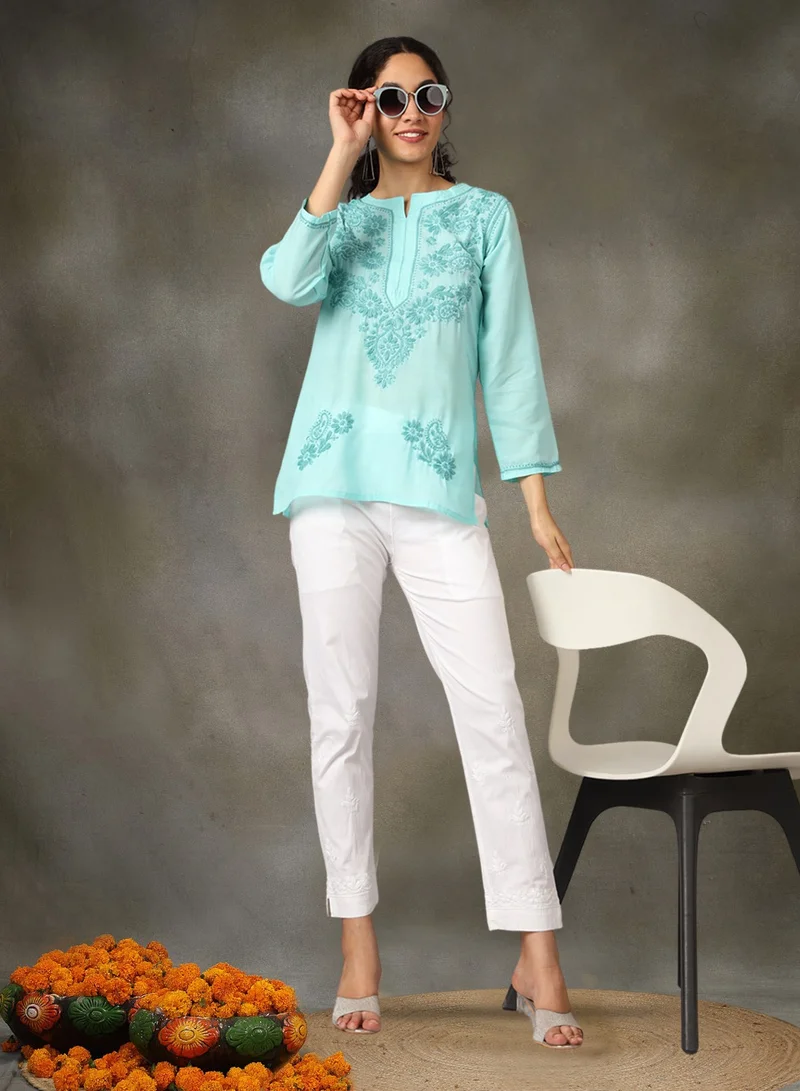 Alaya Hand Embroidered Chikankari Cotton Kurti-AL3405
