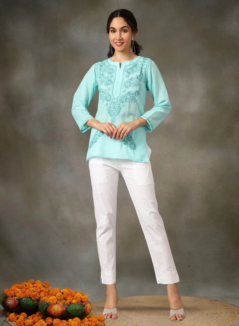 Alaya Hand Embroidered Chikankari Cotton Kurti-AL3405