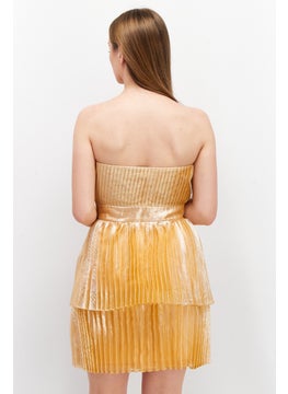 Collective The Label Women Metallic Mini Party Dress, Peach  - Image 2