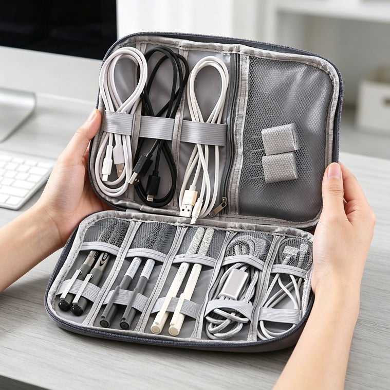 Portable Travel Cable Organizer Pouch for Digital Accessories and Chargers - Image 4