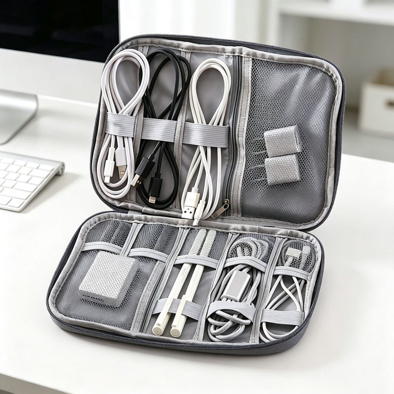 Portable Travel Cable Organizer Pouch for Digital Accessories and Chargers - Image 2