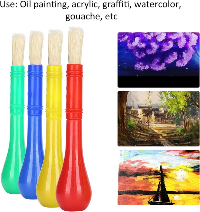 كلاراكو فرشاة رسم للأطفال، مجموعة فرش رسم زيتية ومائية للأطفال (4 قطع) - Image 4