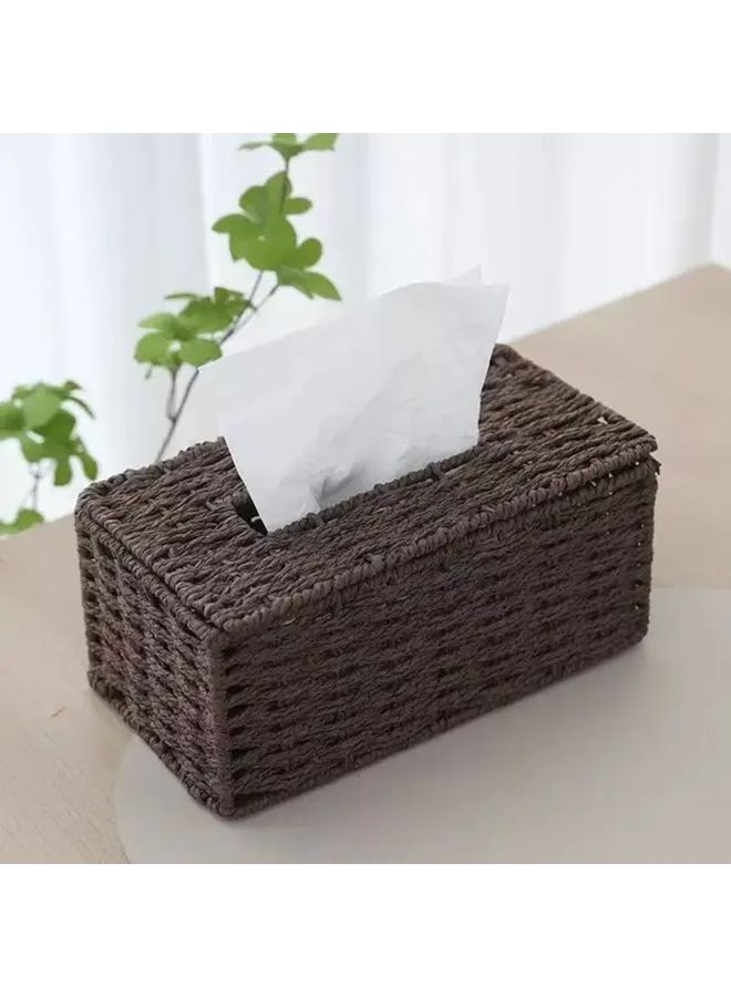 Brown Vintage Bohemian Handwoven Tissue Box Holder For Home And Office 3 Colors - Image 5