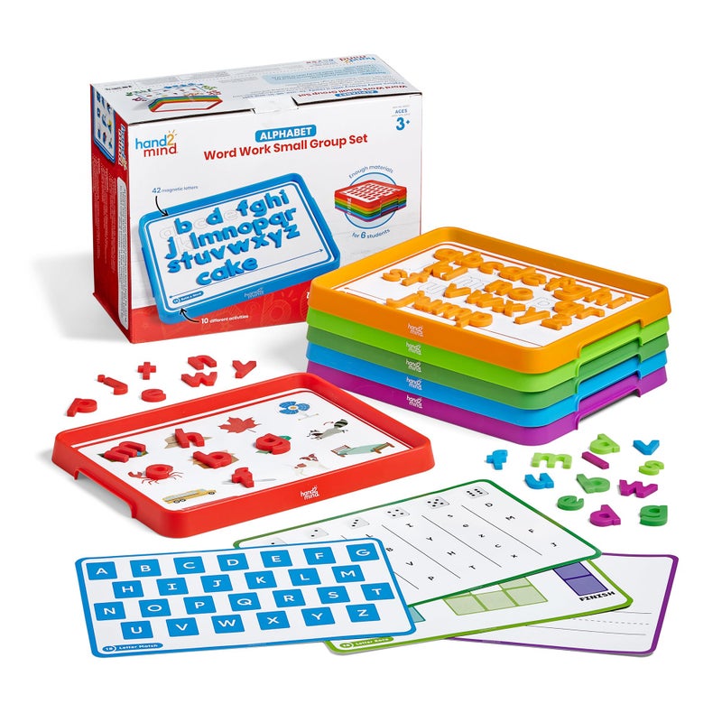 hand2mind Alphabet Word Work Small Group Set, Lowercase Magnetic Letters, Magnetic Letter Trays, Phonics Manipulatives, Phonemic Awareness Activities, Science of Reading Classroom Materials (Set of 6) - Image 1