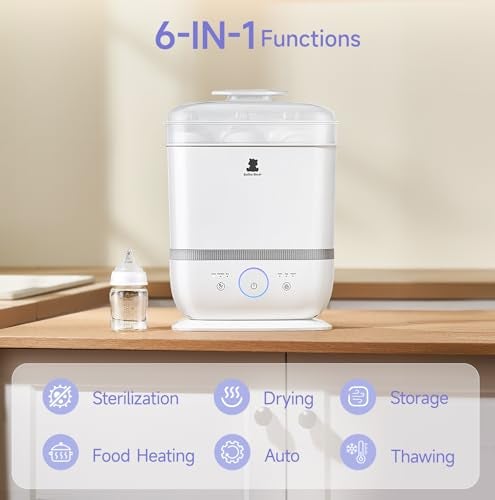 Snow Bear Baby Bottle Sterilizer and Dryer with Touchscreen 6in1 Steam Bottle Sterilizer for Baby Bottles Pacifier Breast Pump Part 13 Bottles ExtraLarge Capacity for Fast Drying Baby Essential - Image 3
