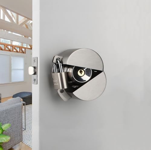 Dakekou Door Knob Lockout Device with Padlock Metallic Stainless Steel Locking Cover to Disable Doorknob Prevents Turning of Door Knob and Access to Keyhole Prevents Operating The Knob - Image 1