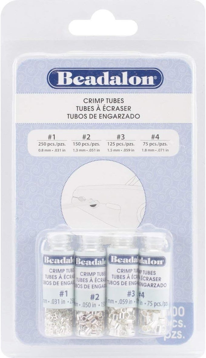 CRIMP TUBES VARIETY PACK SIZES 1 2 3 4 600PKGSILVERPLATED FABRIC