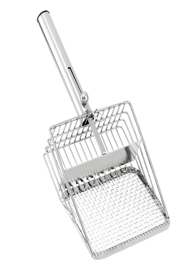 Pawccoli Cat Litter Scoop - Stainless Steel Metal Cat Litter Scoop -Large Size, Deep Shovel, Long Handle, Poop Sifting, Durable, Heavy Duty,Kitten Pooper Lifter for Litter Box - Image 1