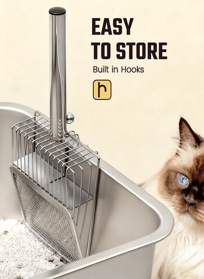 Pawccoli Cat Litter Scoop - Stainless Steel Metal Cat Litter Scoop -Large Size, Deep Shovel, Long Handle, Poop Sifting, Durable, Heavy Duty,Kitten Pooper Lifter for Litter Box - Image 5