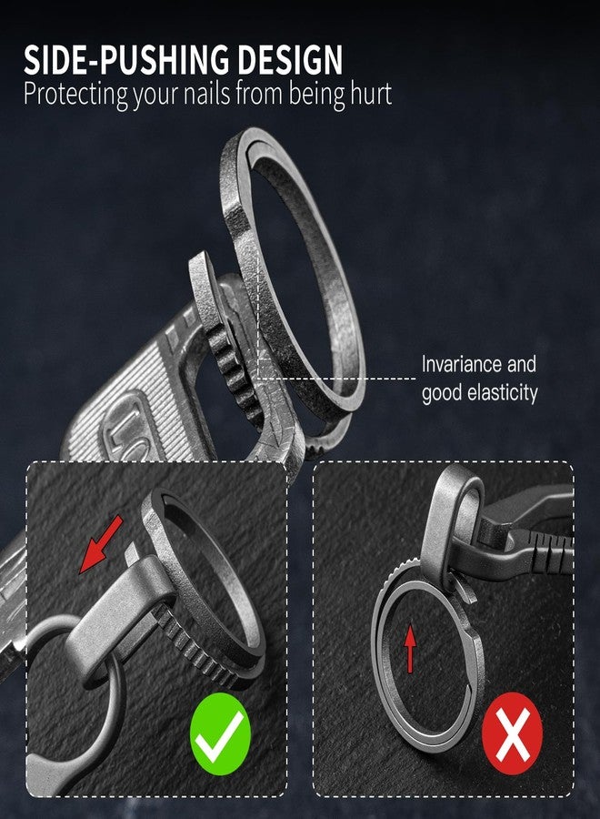 FEGVE Small Titanium Side Pushing Keychain Rings, Easy Open Key Chain Ring for Men and Women-0.86 in/10pcs - Image 3