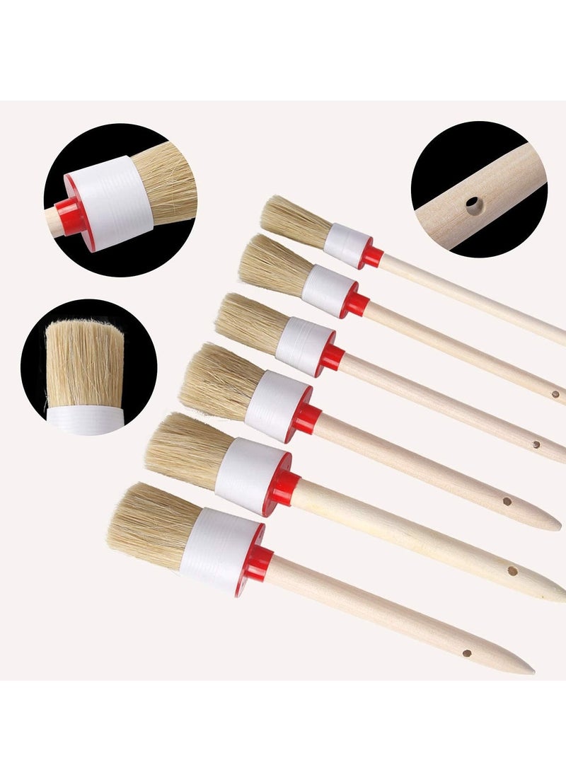 SYOSI Car Detailing Brush Set for Cleaning Wheels Interior Exterior Leather Includes 6Pcs Wooden Handle Automotive Detail Brush 3Pcs Wire Brush and 2Pcs Air Conditioner Brush 11Pcs - Image 4