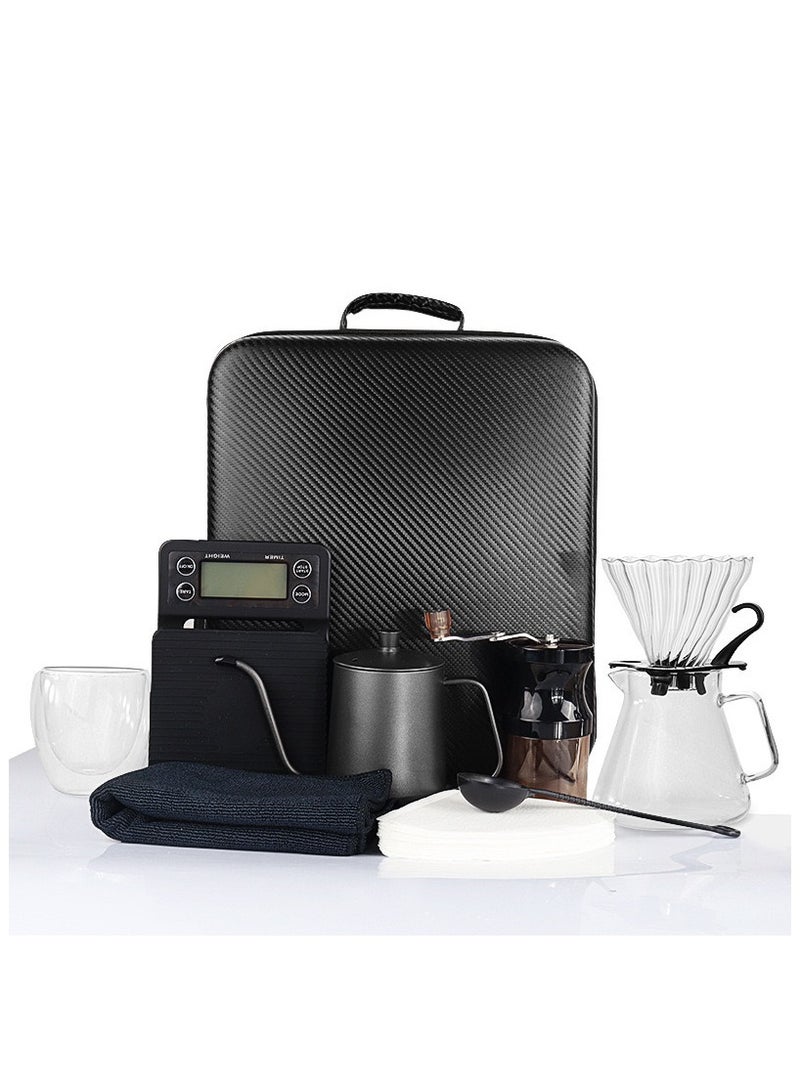 V60 Pour Over Coffee Maker Set With Carry Case Black 600ml 9 Pieces - Image 4