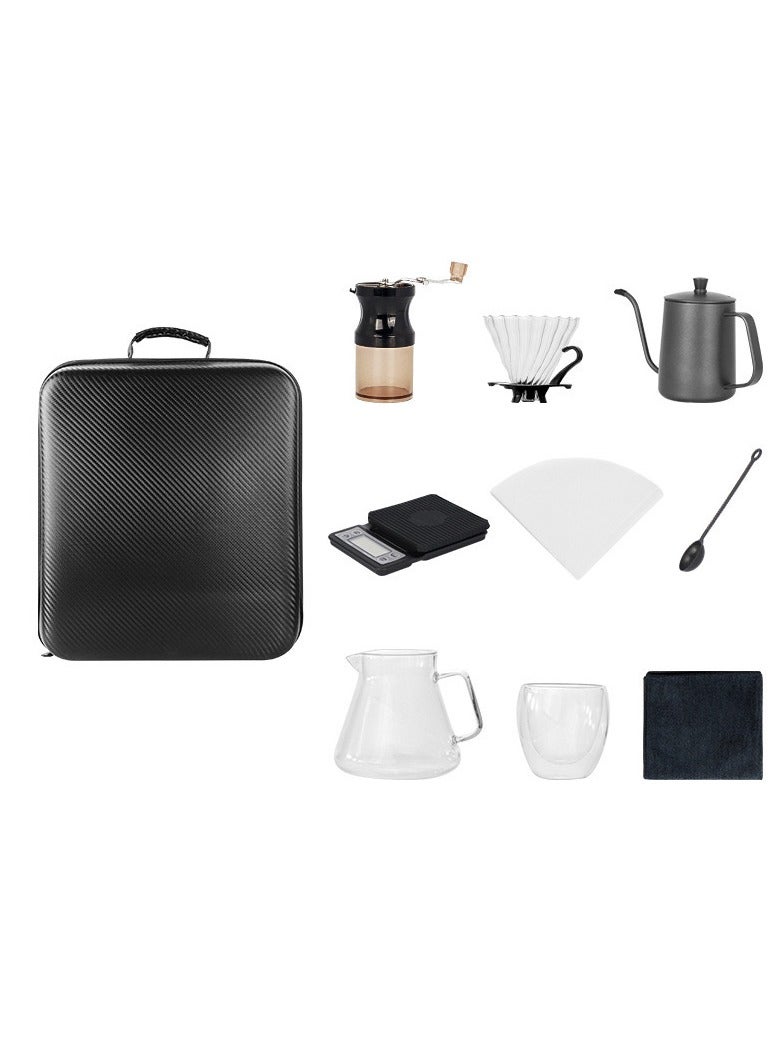 V60 Pour Over Coffee Maker Set With Carry Case Black 600ml 9 Pieces - Image 5