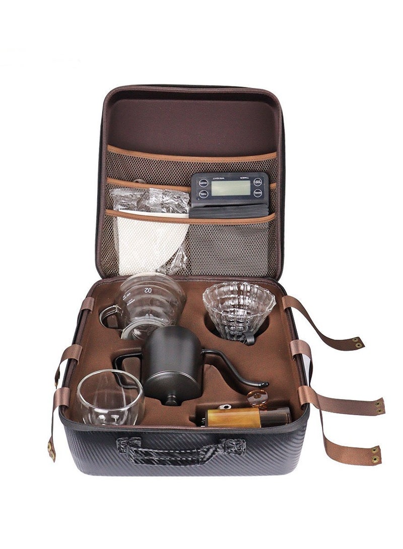 V60 Pour Over Coffee Maker Set With Carry Case Black 600ml 9 Pieces - Image 1