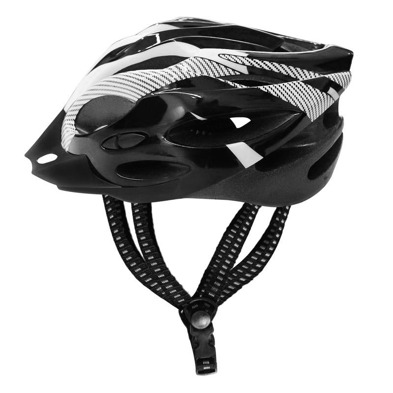 FABTEC خوذة دراجة هوائية وتزلج بيضاء-سوداء مع واقي قابل للفك | خوذة دراجة جبلية خفيفة الوزن مع غلاف مهوي، وحشوة ممتصة للصدمات، وحزام قابل للتعديل | مثالية للرجال والنساء والأطفال - Image 2