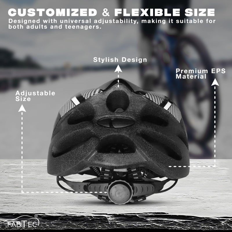 FABTEC خوذة دراجة هوائية وتزلج بيضاء-سوداء مع واقي قابل للفك | خوذة دراجة جبلية خفيفة الوزن مع غلاف مهوي، وحشوة ممتصة للصدمات، وحزام قابل للتعديل | مثالية للرجال والنساء والأطفال - Image 3
