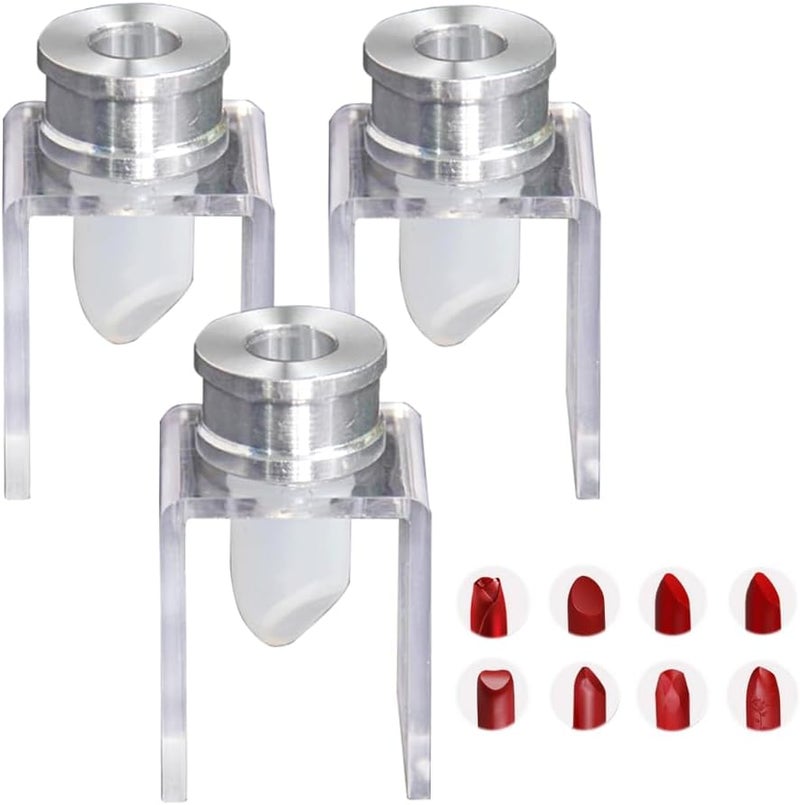 Happyupcity 3 Set 12.1mm DIY Lipstick Mould Set Silicone Lips Making Mold with Aluminum Ring and Holder Homemade Lipstick Tool Kit