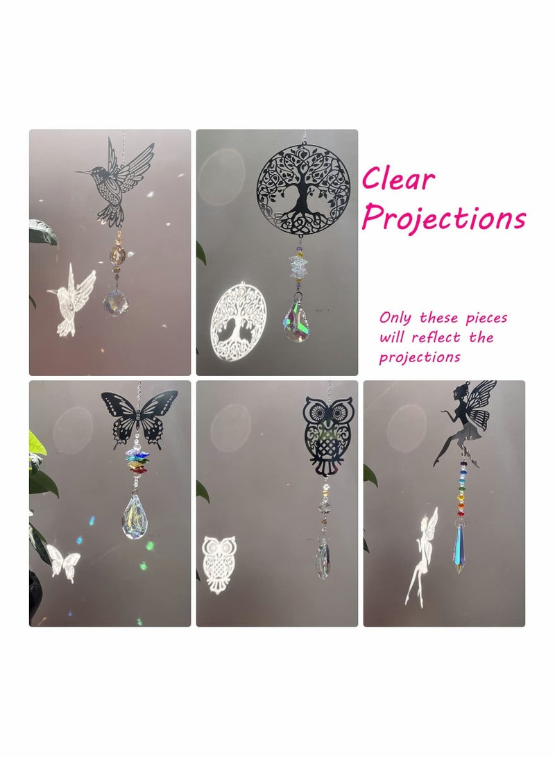KASTWAVE Crystal Suncatchers with Prisms Hanging Window Sun Catcher Decor Indoor Rainbow Maker Ornament Owl Hummingbird Butterfly Prism Suncatchers Gift, Pack of 5 - Image 5
