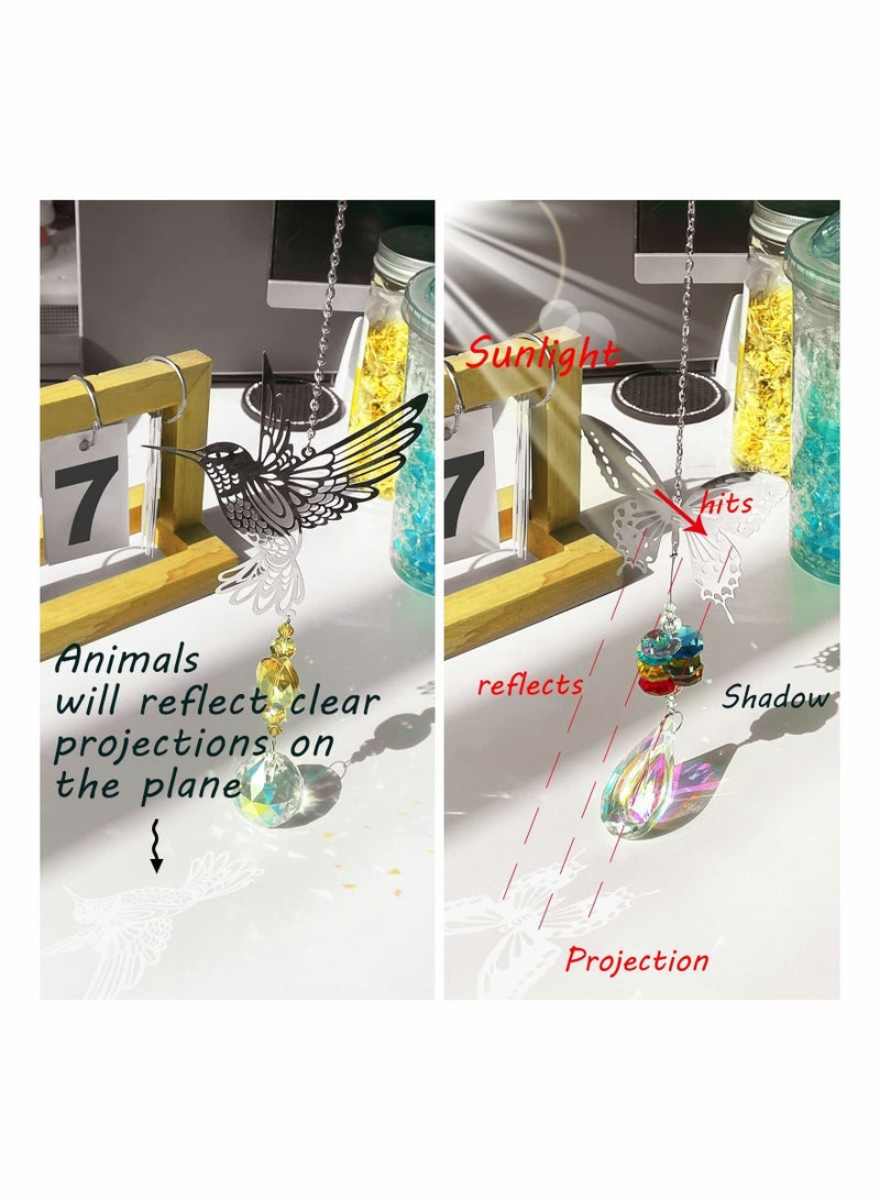 KASTWAVE Crystal Suncatchers with Prisms Hanging Window Sun Catcher Decor Indoor Rainbow Maker Ornament Owl Hummingbird Butterfly Prism Suncatchers Gift, Pack of 5 - Image 4